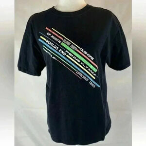 PENNSYLVANIA Black T Shirt Top Up North Worlds End Size M neon Pa‎ travel pike